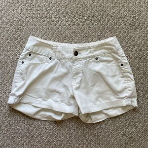 Express white denim shorts